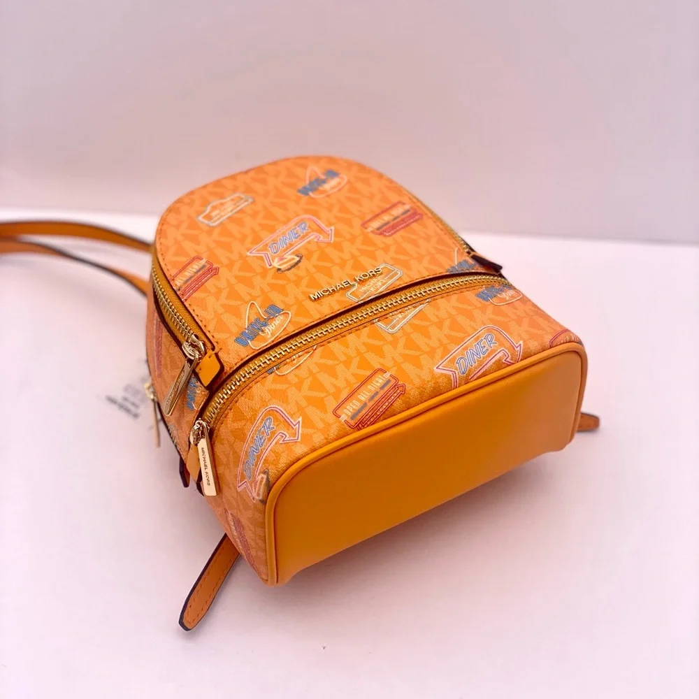 Michael Kors Vibrant Orange Mini Convertible Backpack Crossbody